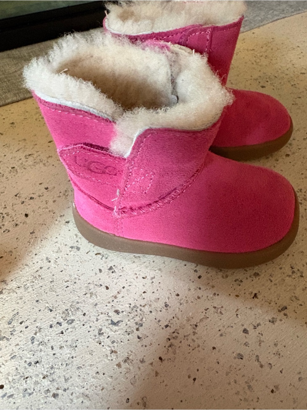 UGG Kids Hot Pink Shearling Suede Booties